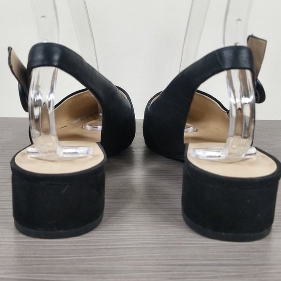 Franco Sarto Vellez Slingback kitten heel Pumps, Black Suede, Womens Size 7.5 - Picture 5 of 11